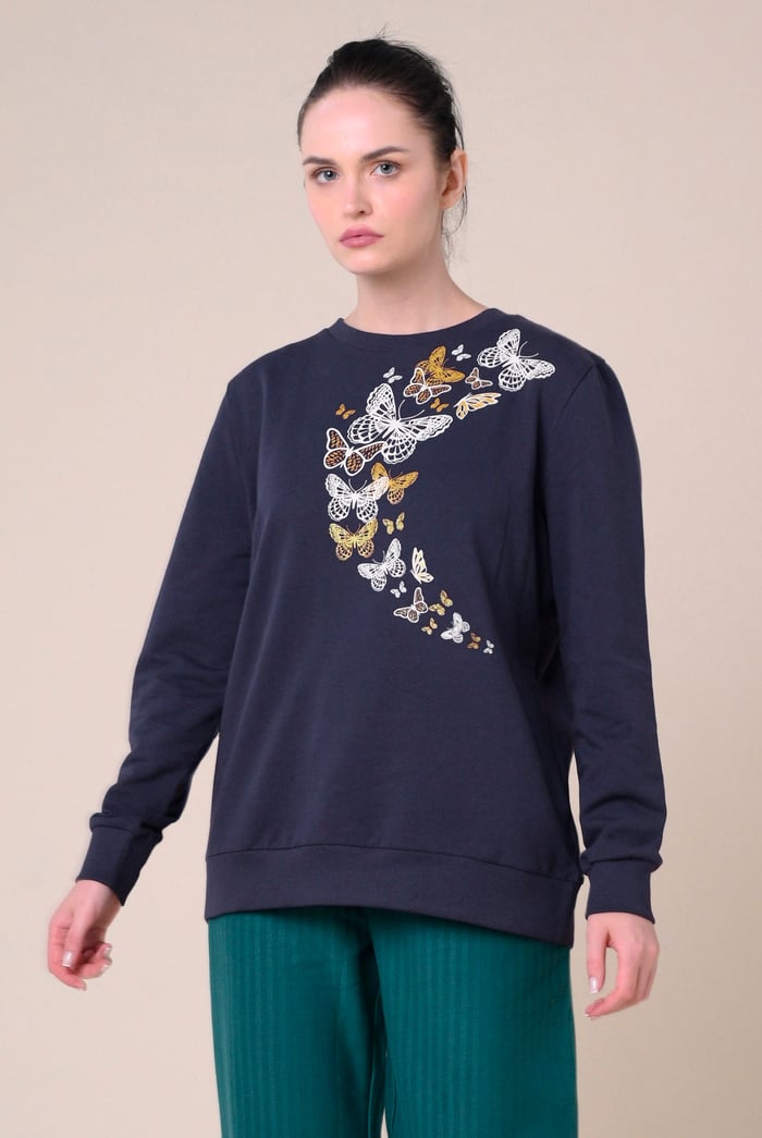 Womens Butterfly Print Sweatshirt