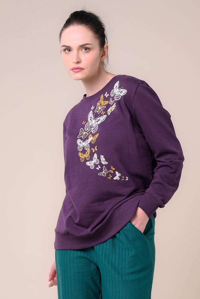 Womens Butterfly Print Sweatshirt