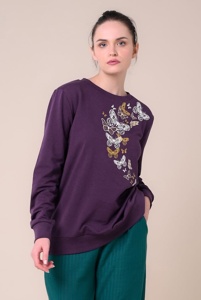 Womens Butterfly Print Sweatshirt