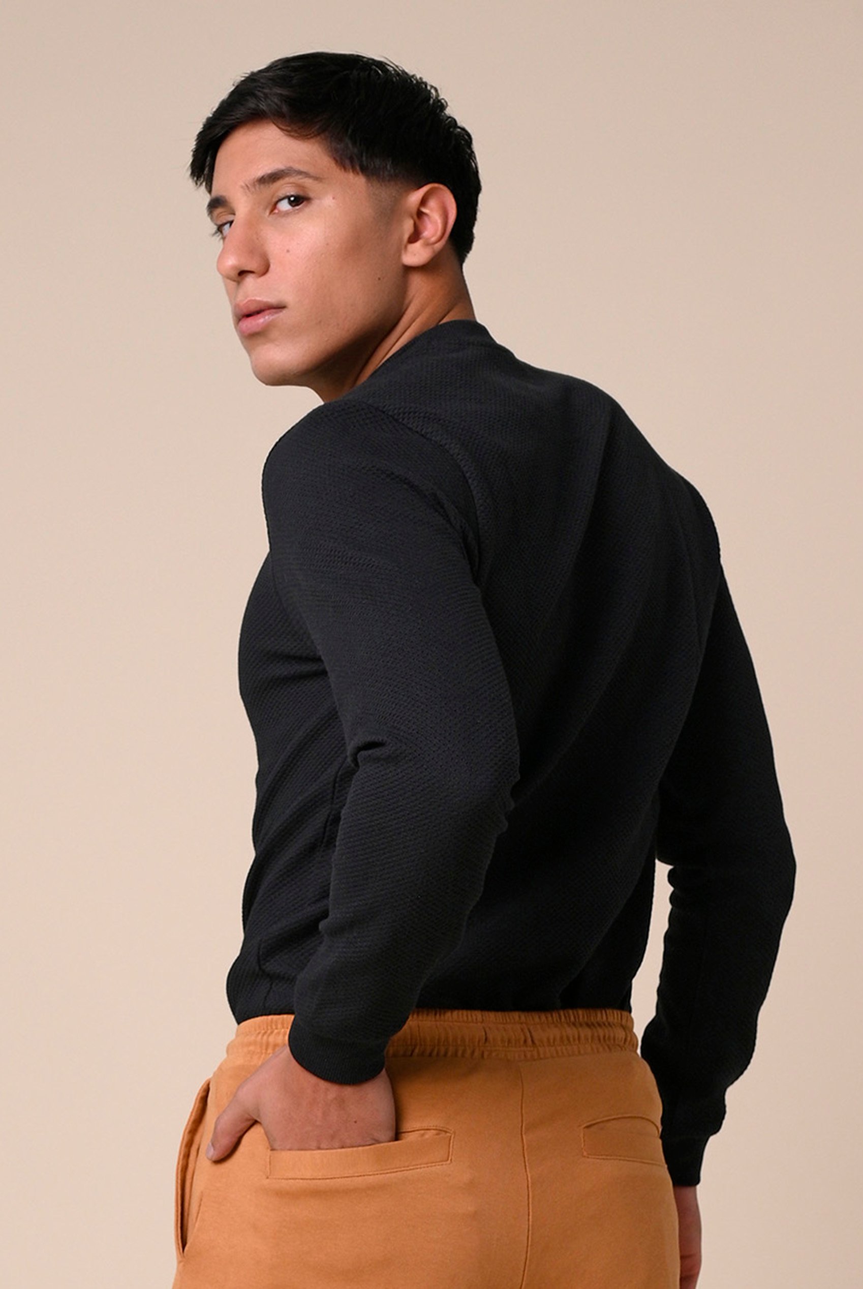 Mens Crew Neck Design Rib Sweatshirt