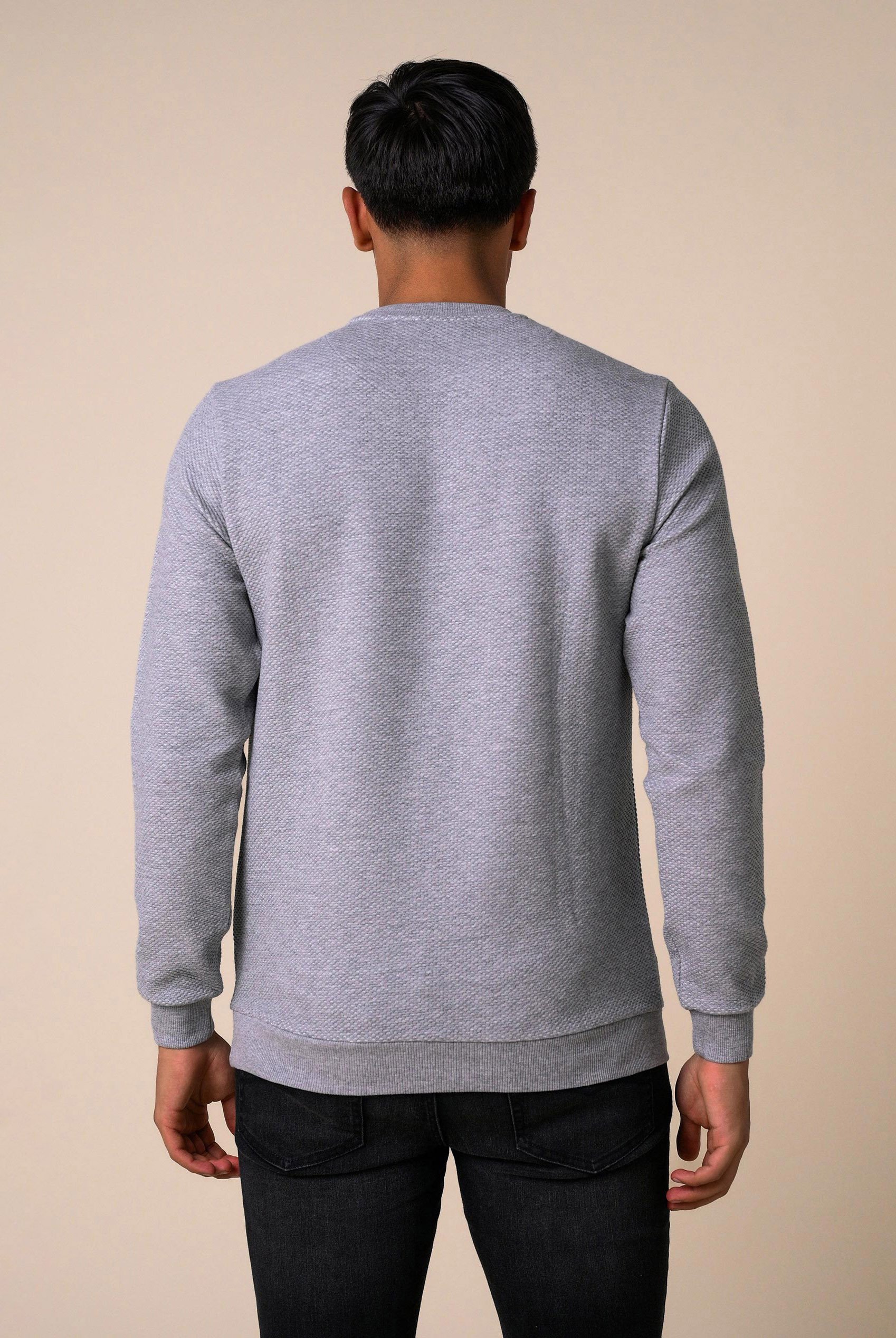 Mens Crew Neck Design Rib Sweatshirt