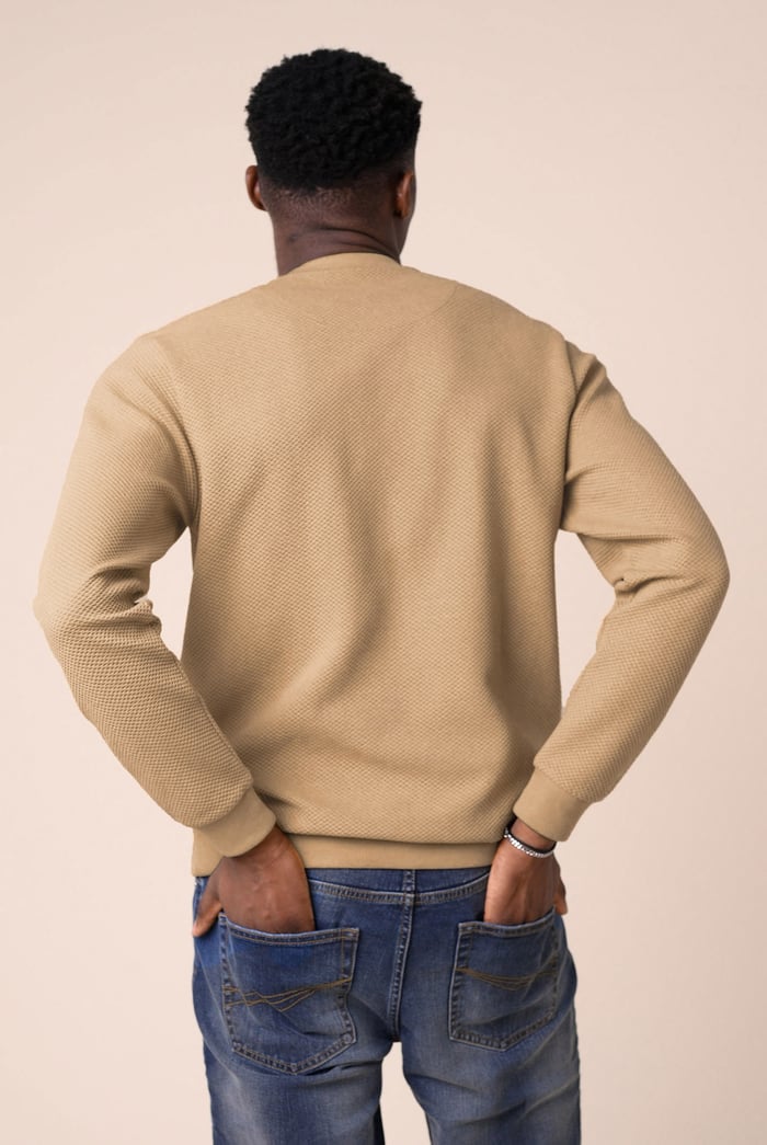 Mens Crew Neck Design Rib Sweatshirt
