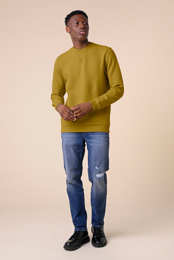 Mens Crew Neck Design Rib Sweatshirt