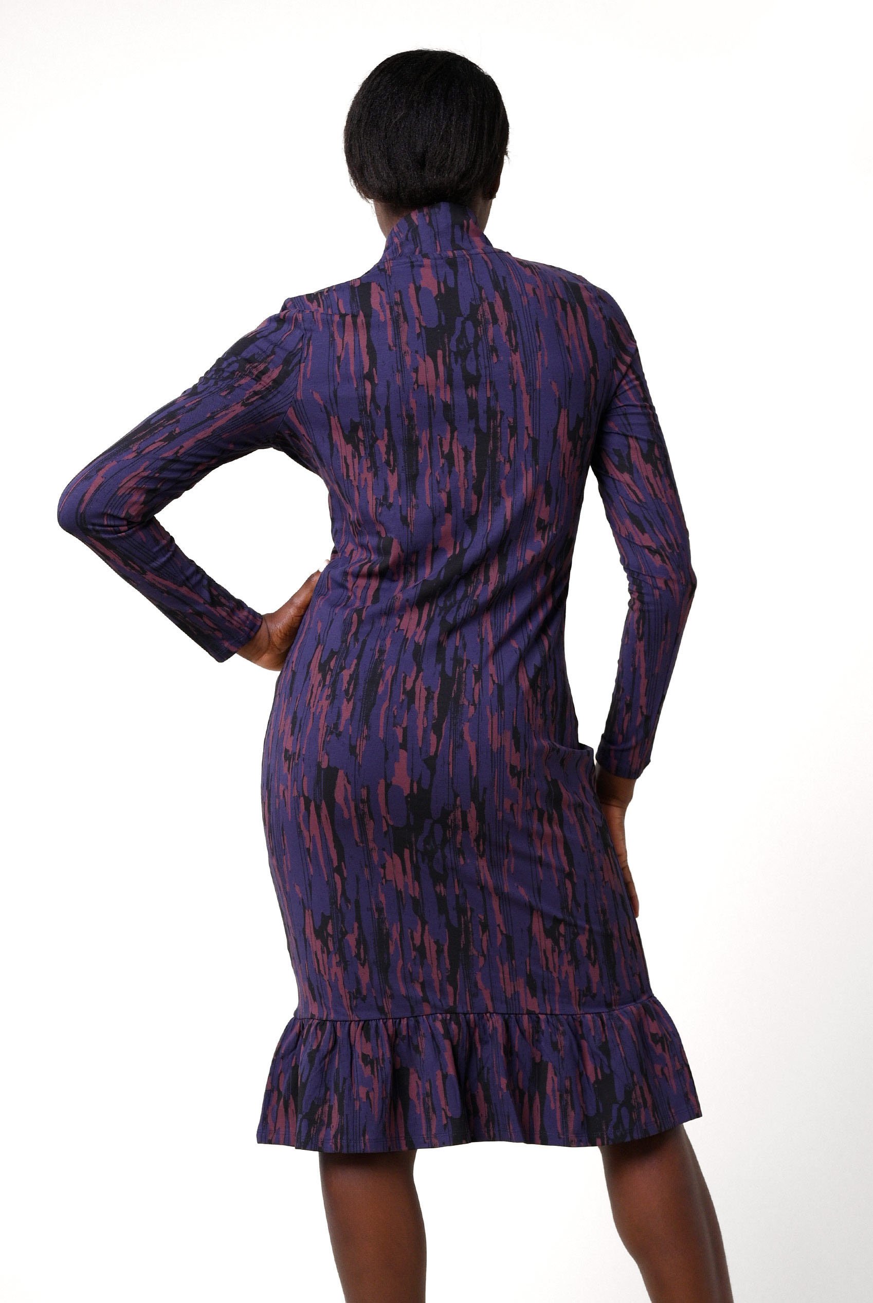 Womens Cut Out Printed Midi Flare Dress