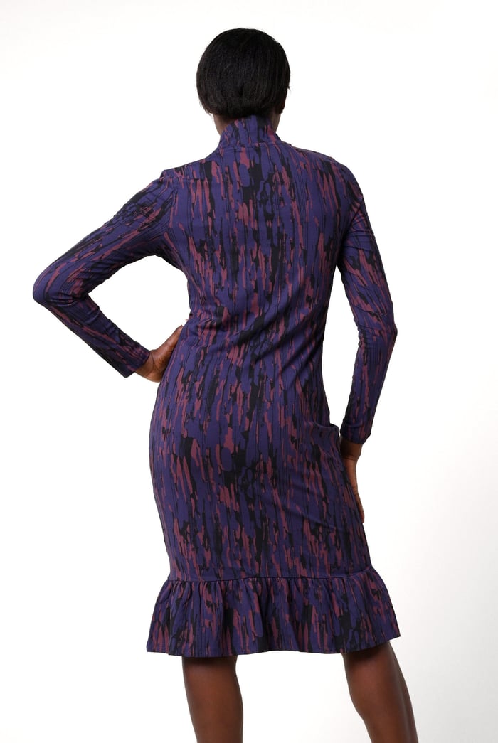 Womens Cut Out Printed Midi Flare Dress