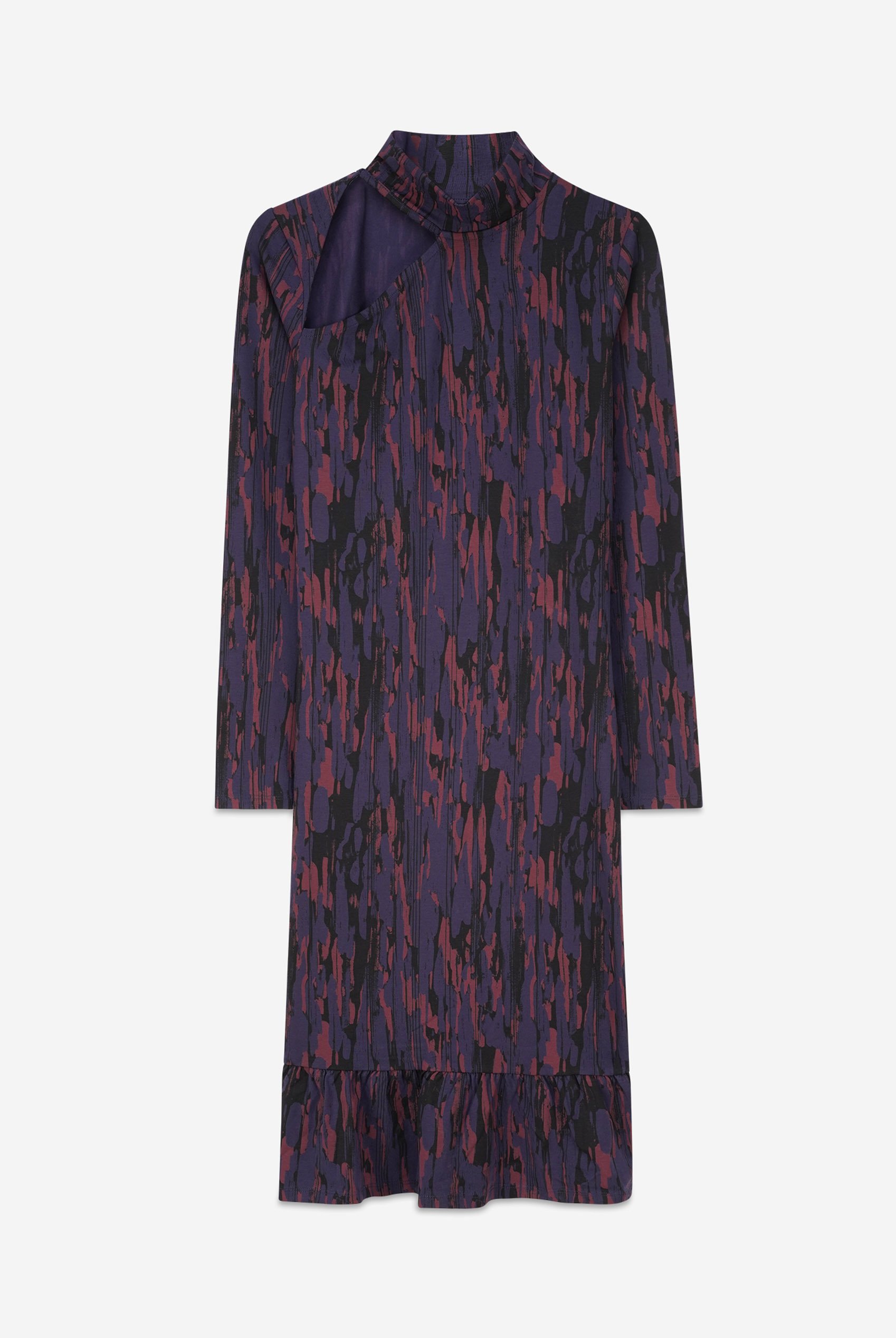 Womens Cut Out Printed Midi Flare Dress