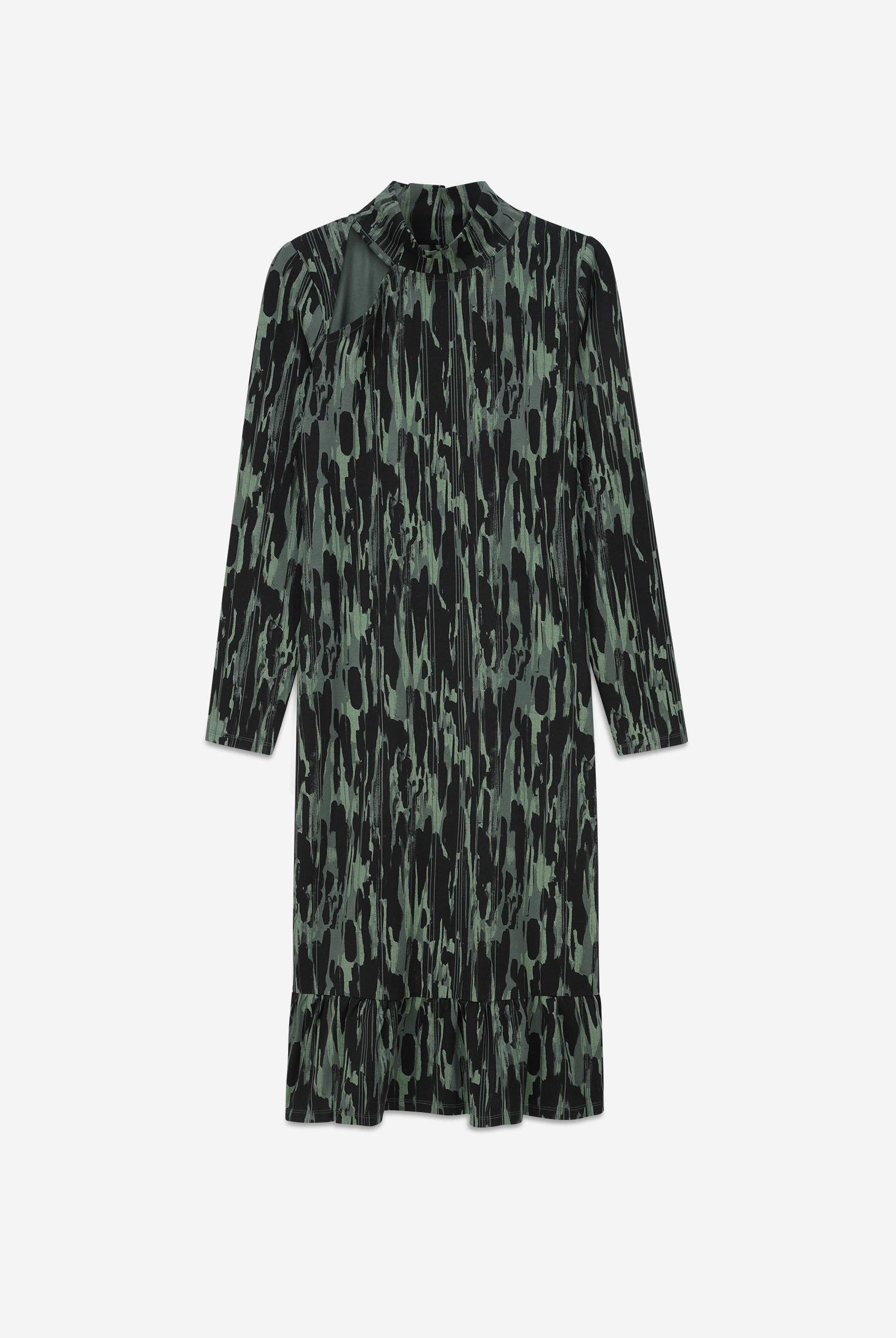 Womens Cut Out Printed Midi Flare Dress