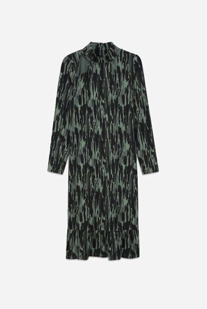 Womens Cut Out Printed Midi Flare Dress