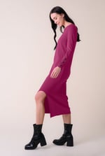 Ruched Button Decor Long Sleeve Tunic Dress