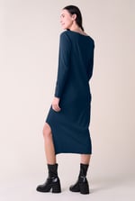 Ruched Button Decor Long Sleeve Tunic Dress