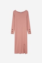 Ruched Button Decor Long Sleeve Tunic Dress