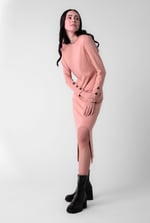 Ruched Button Decor Long Sleeve Tunic Dress