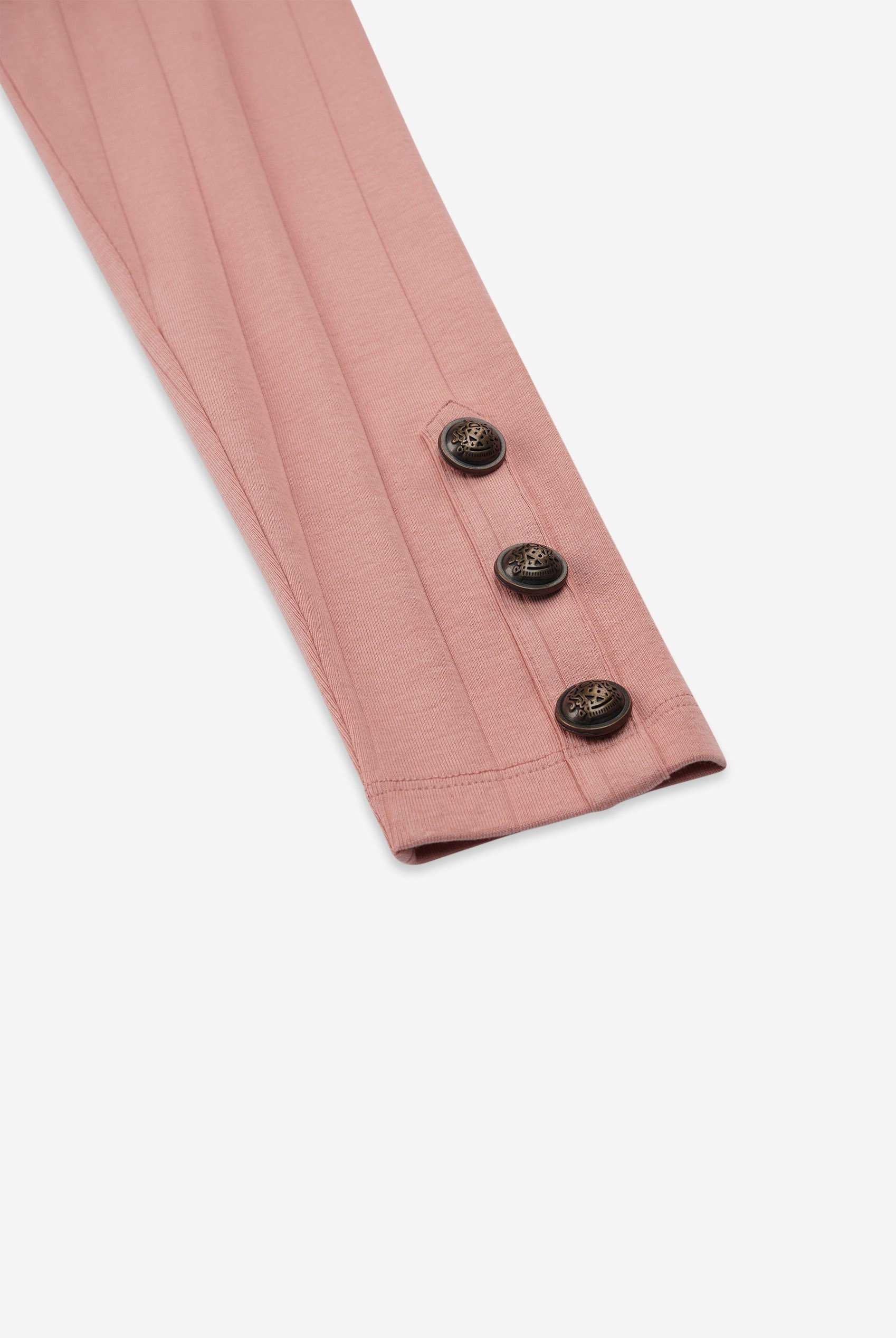 Ruched Button Decor Long Sleeve Tunic Dress