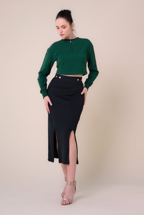 Womens Drop Shoulder Zip Through Top