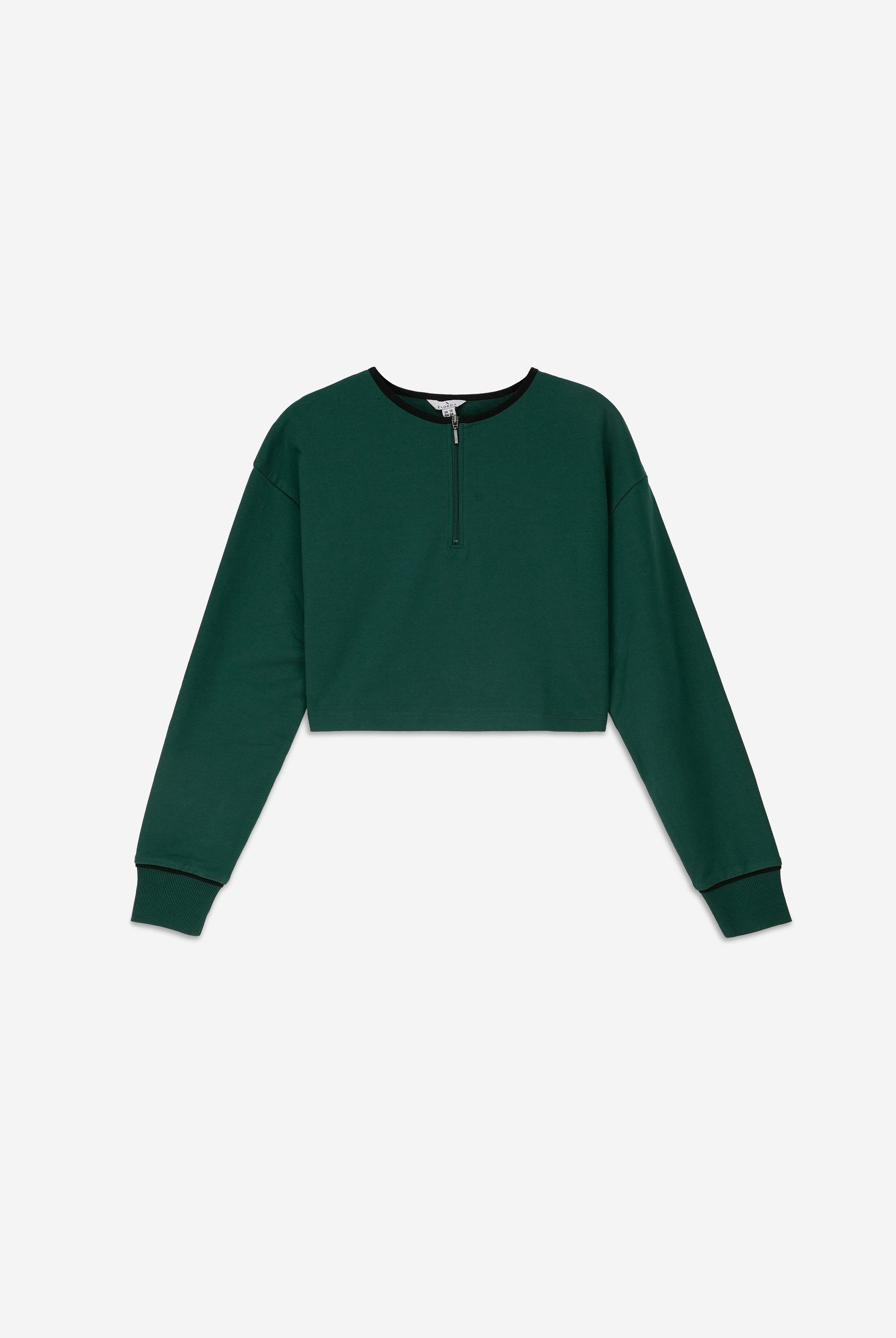 Womens Drop Shoulder Zip Through Top