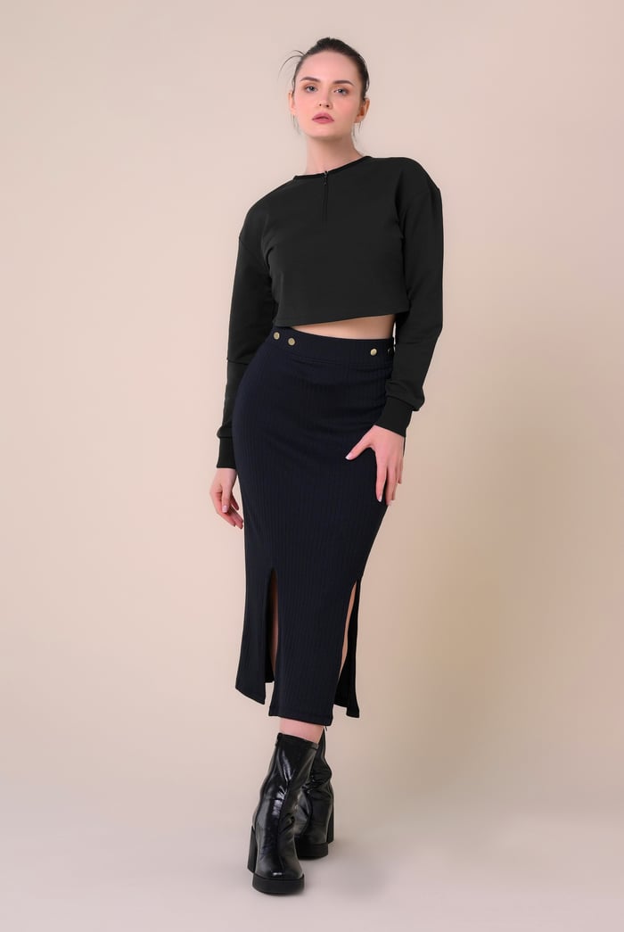 Womens Drop Shoulder Zip Through Top