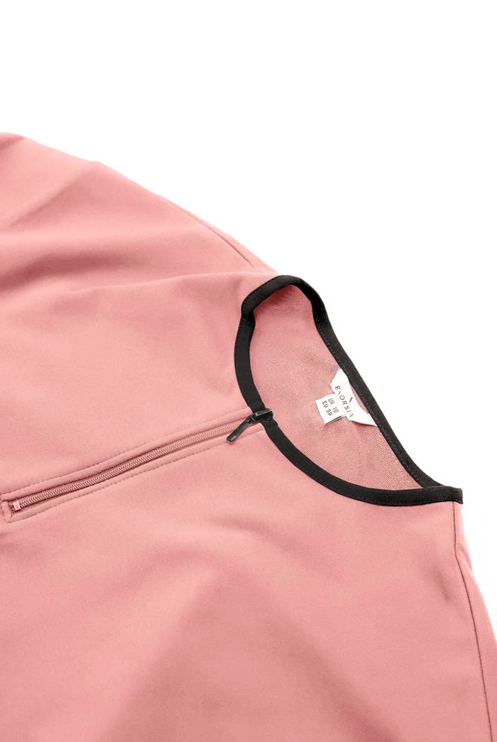 Womens Drop Shoulder Zip Through Top