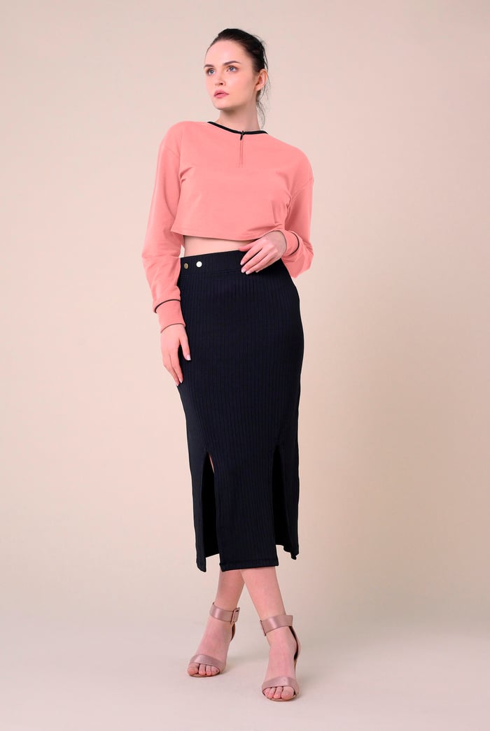 Womens Drop Shoulder Zip Through Top