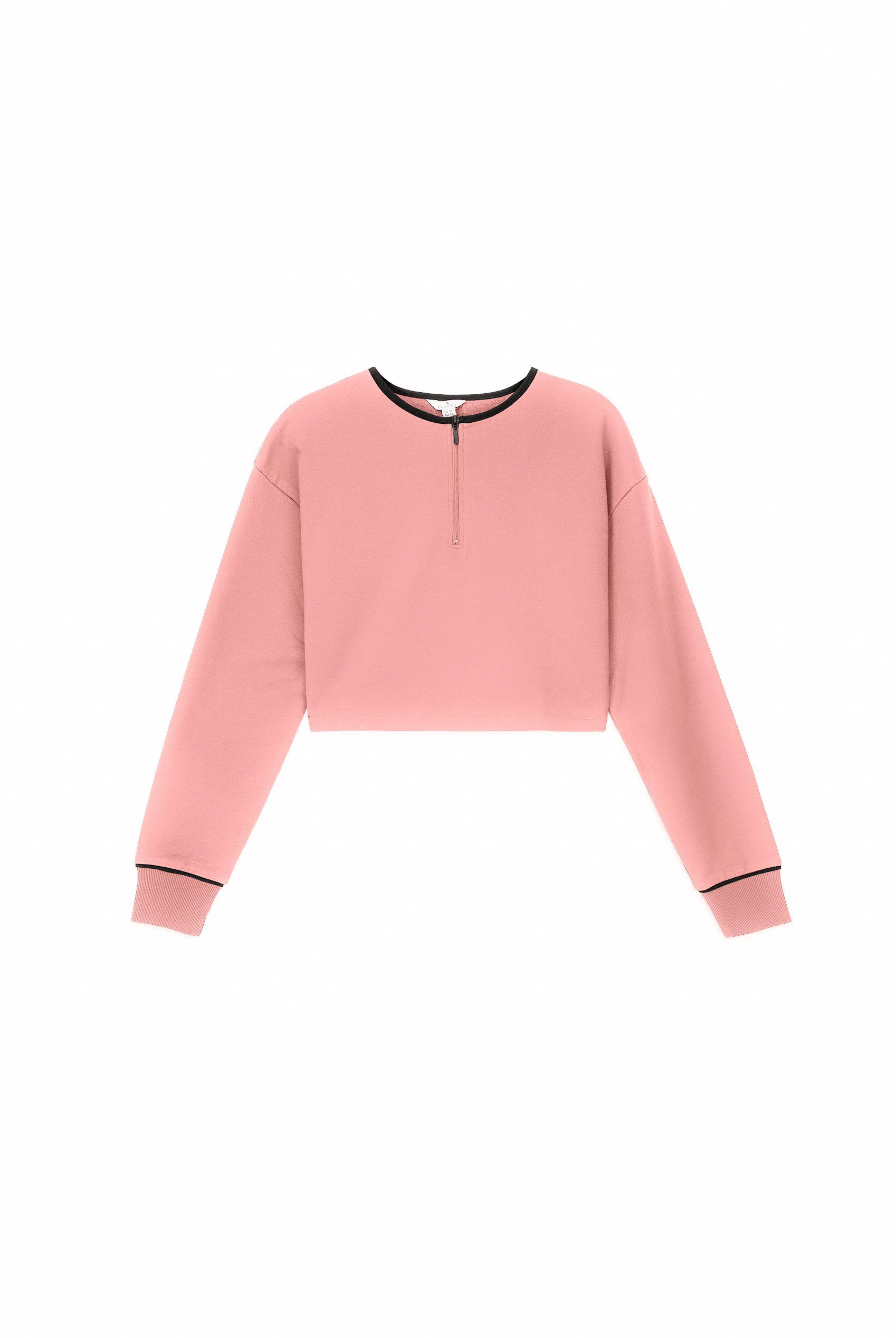 Womens Drop Shoulder Zip Through Top