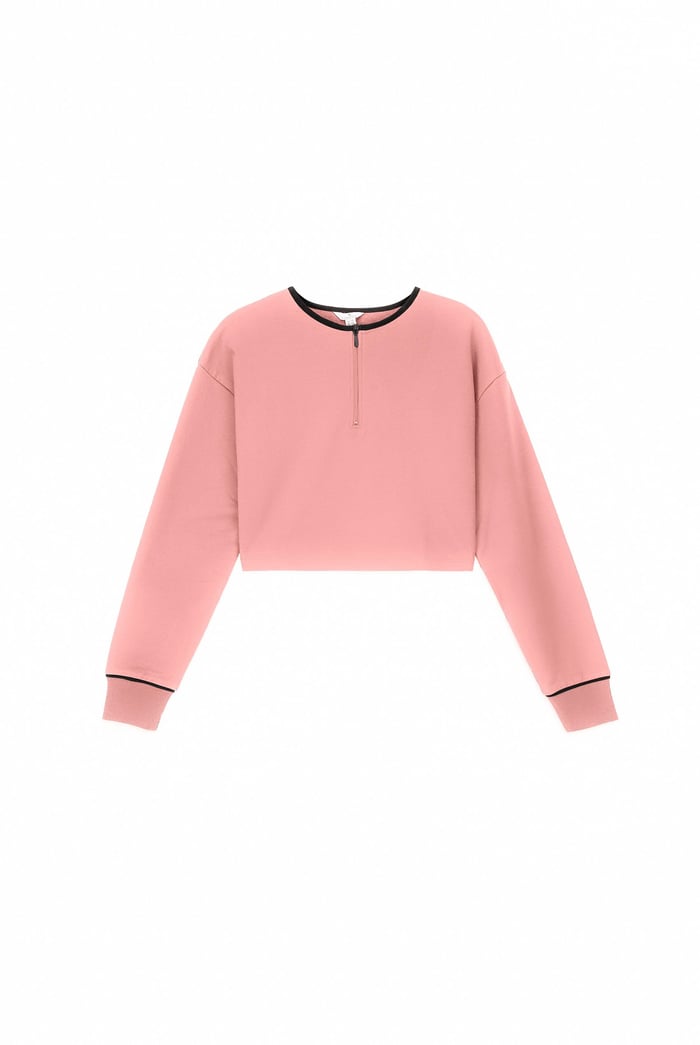 Womens Drop Shoulder Zip Through Top