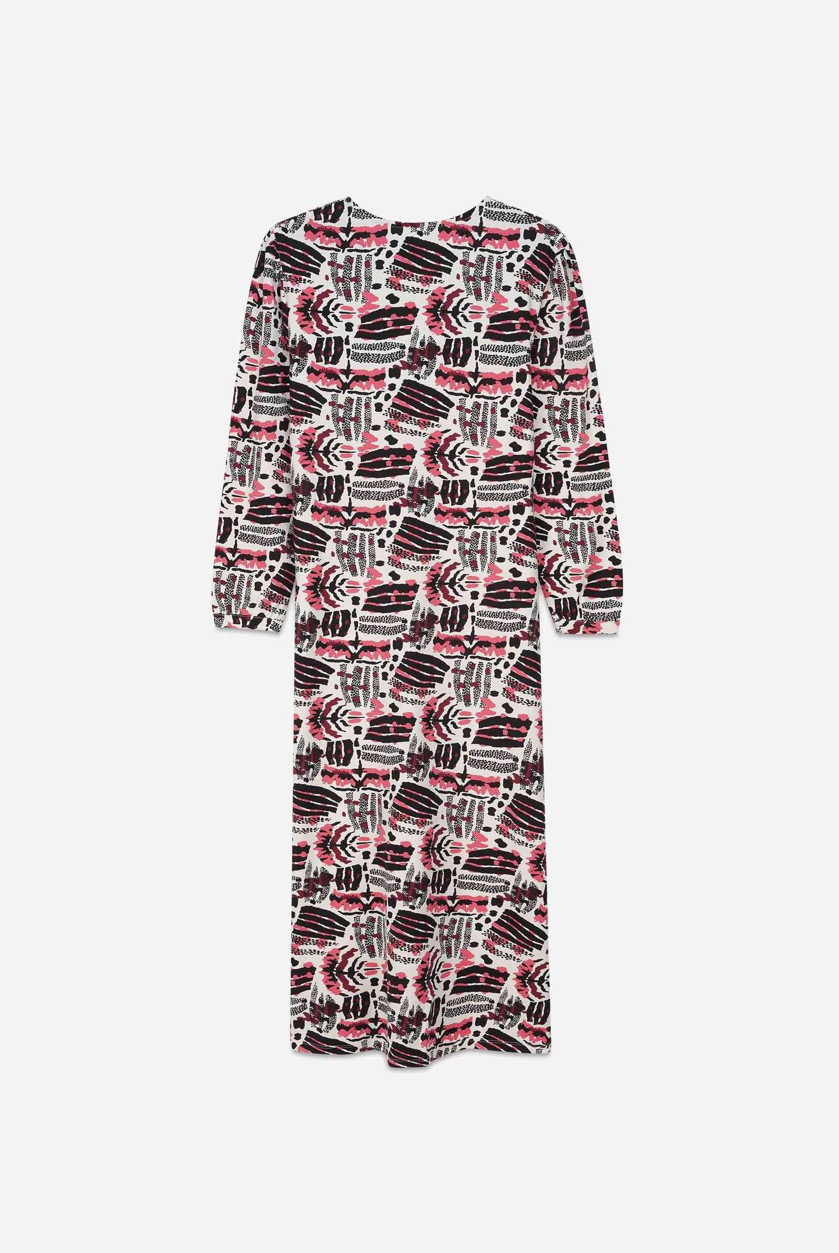 Women Abstract Print Wide Neck Midi Dress
