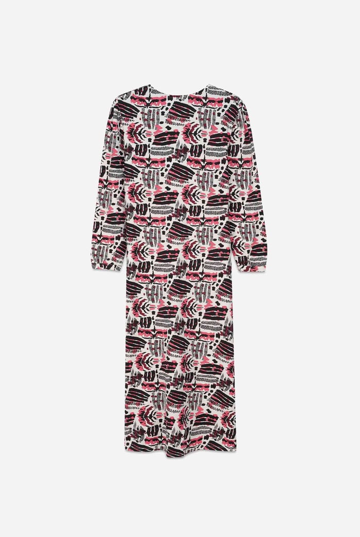 Women Abstract Print Wide Neck Midi Dress
