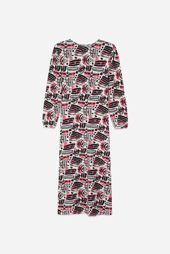 Women Abstract Print Wide Neck Midi Dress