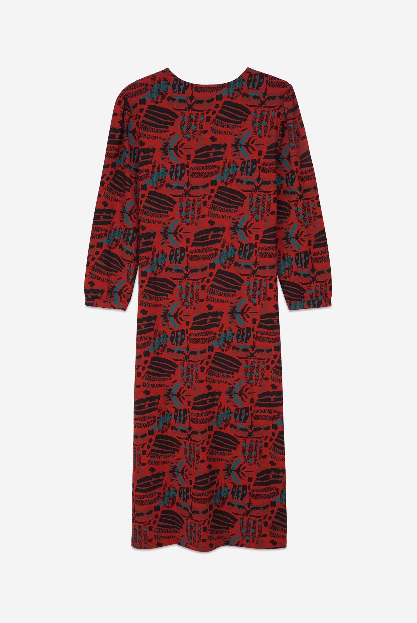 Women Abstract Print Wide Neck Midi Dress