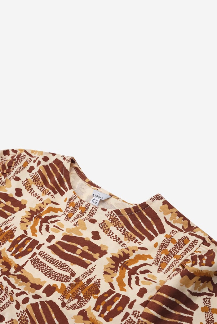 Women Abstract Print Wide Neck Midi Dress
