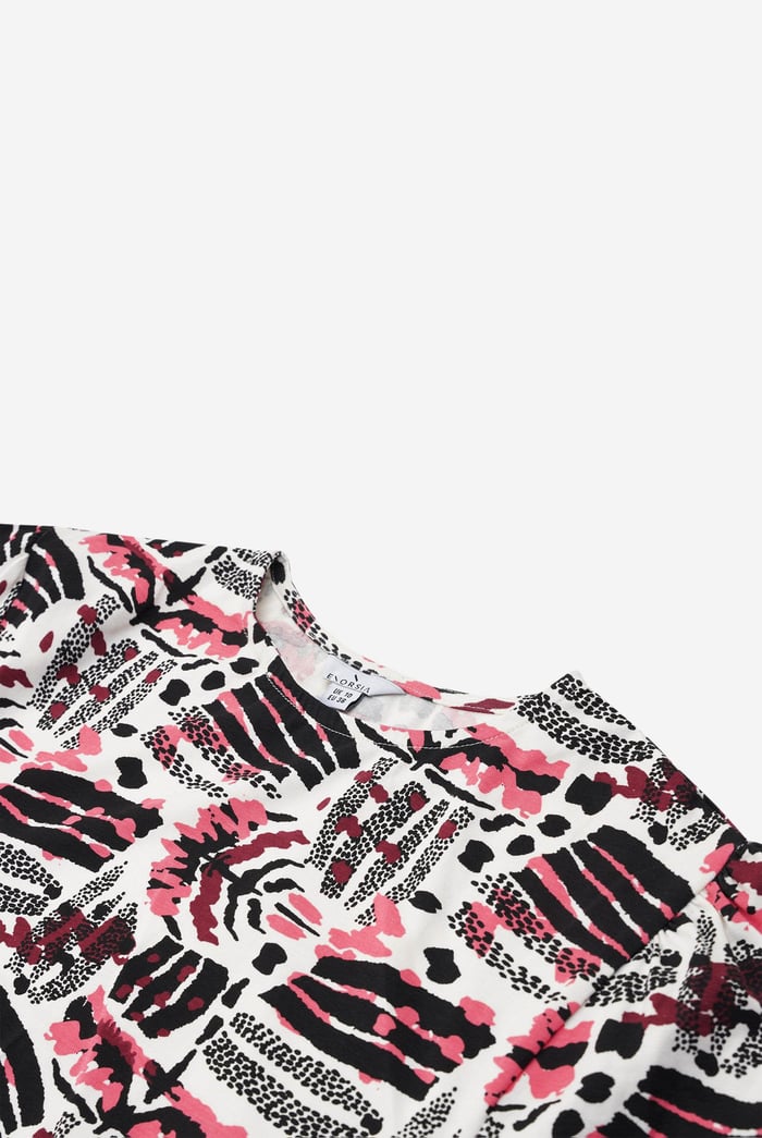 Women Abstract Print Wide Neck Midi Dress