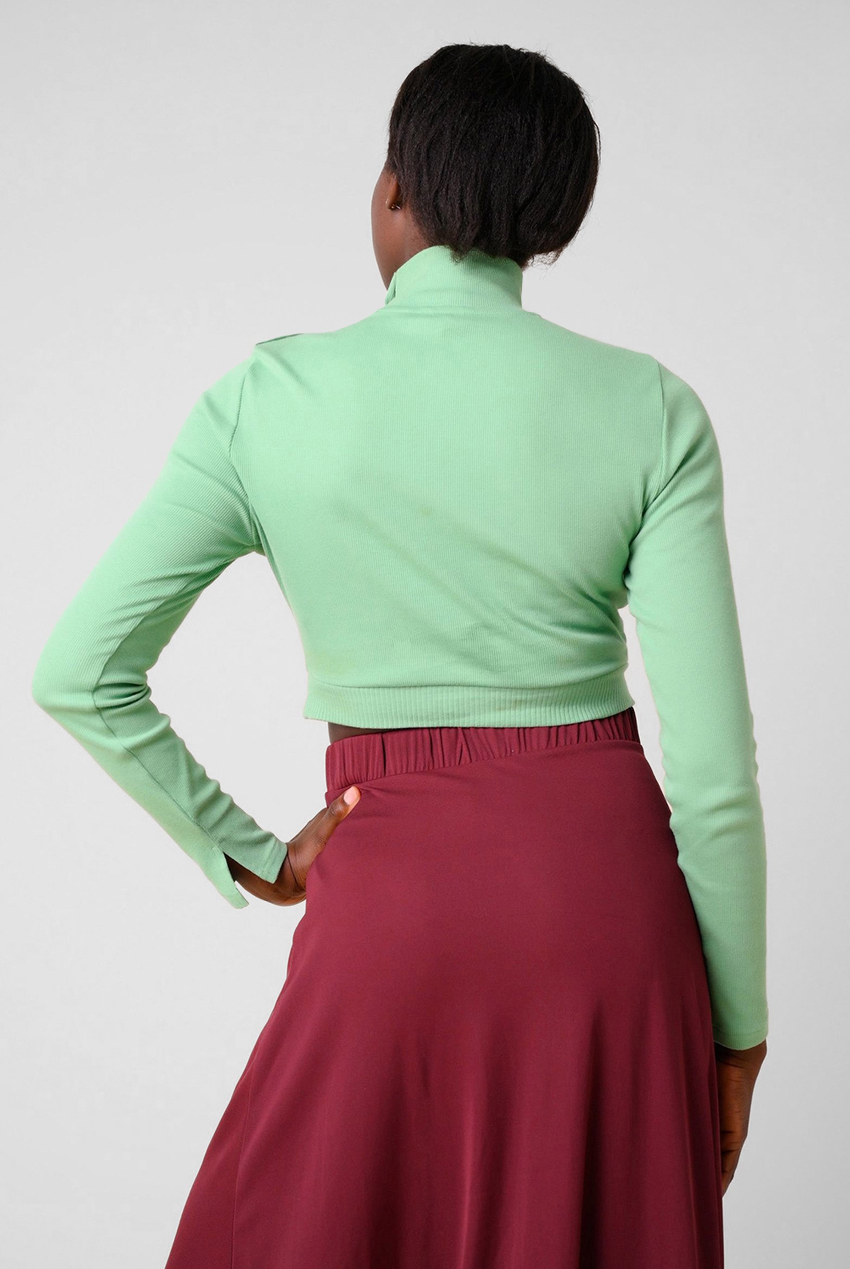 Women Turtleneck Crop Tops
