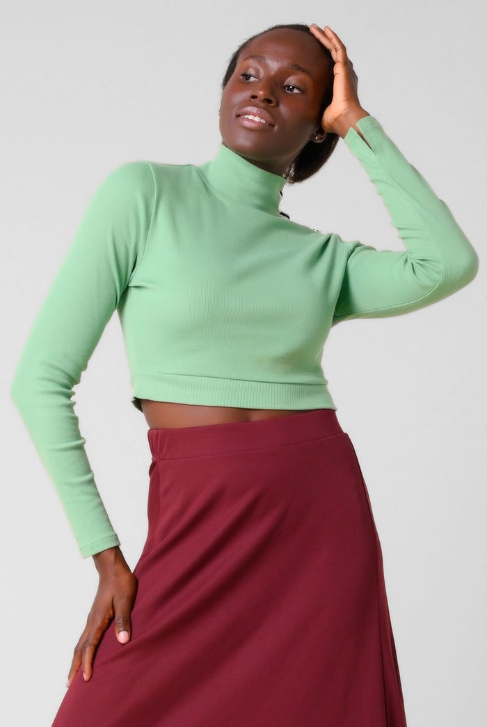 Women Turtleneck Crop Tops