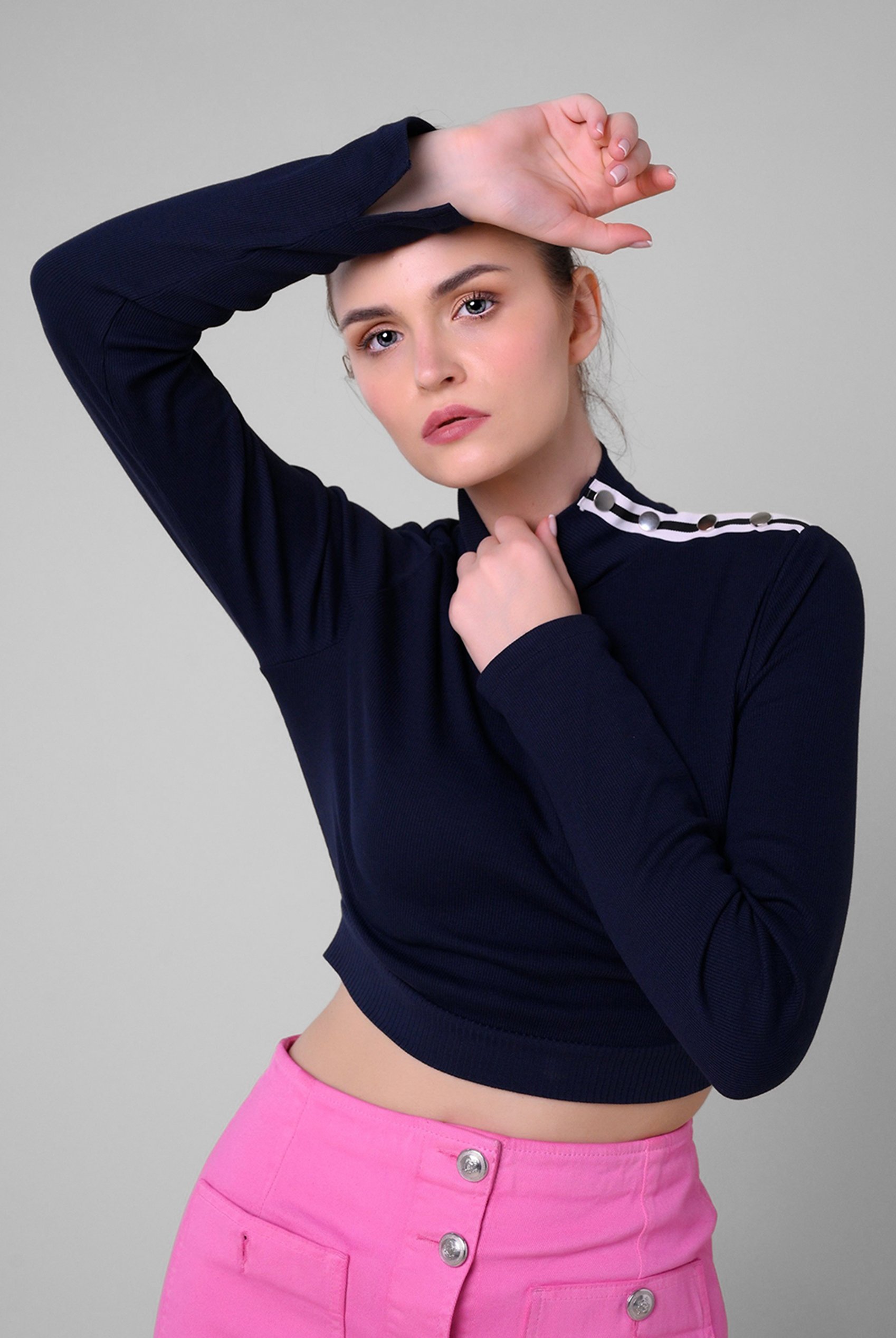 Women Turtleneck Crop Tops
