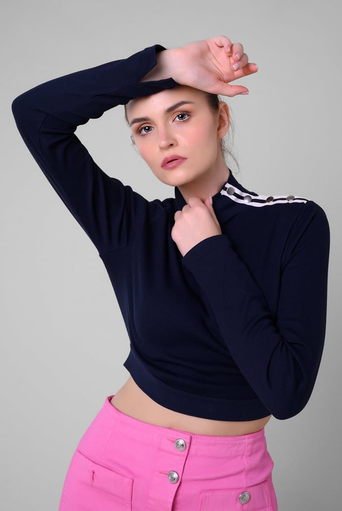 Women Turtleneck Crop Tops