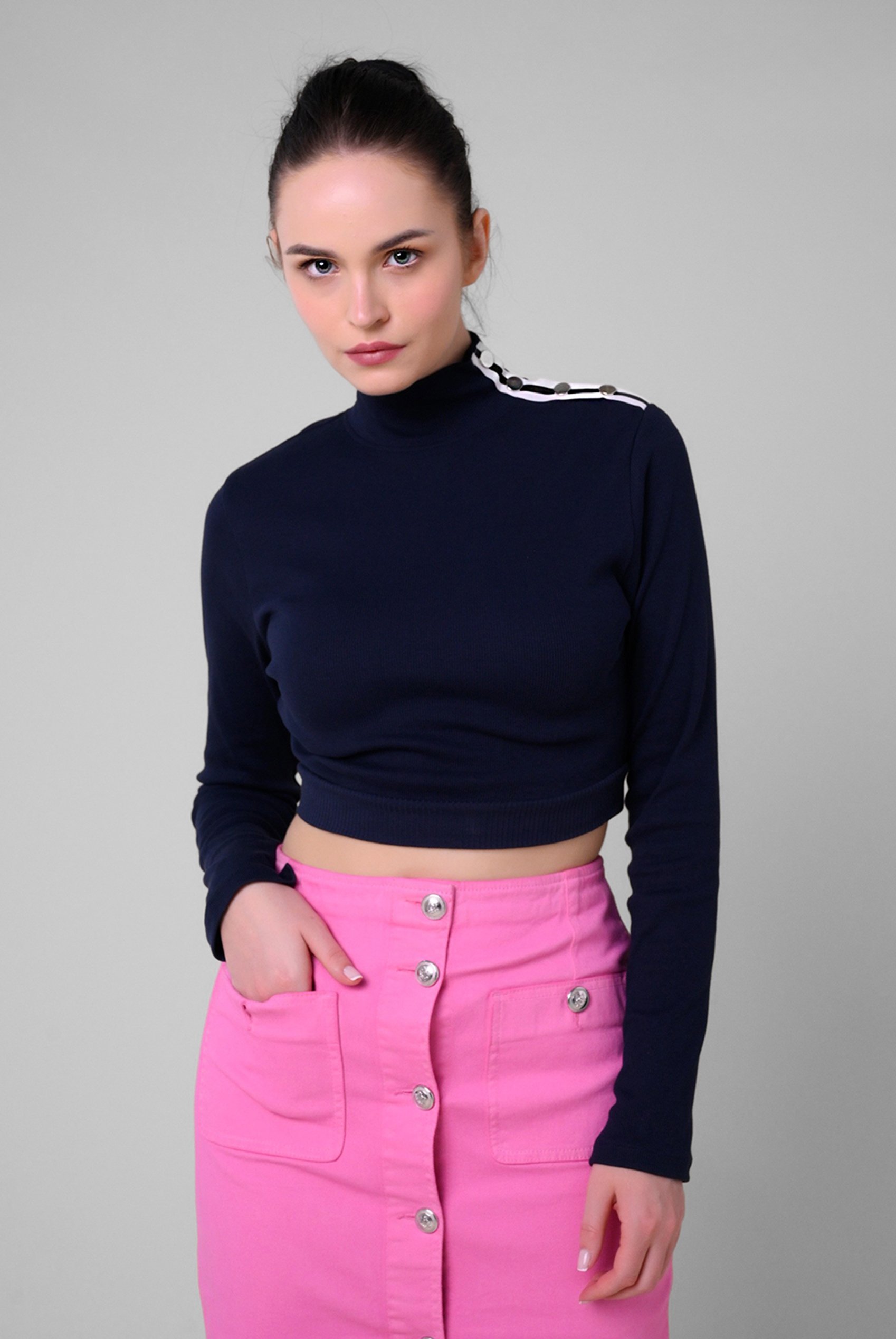 Women Turtleneck Crop Tops