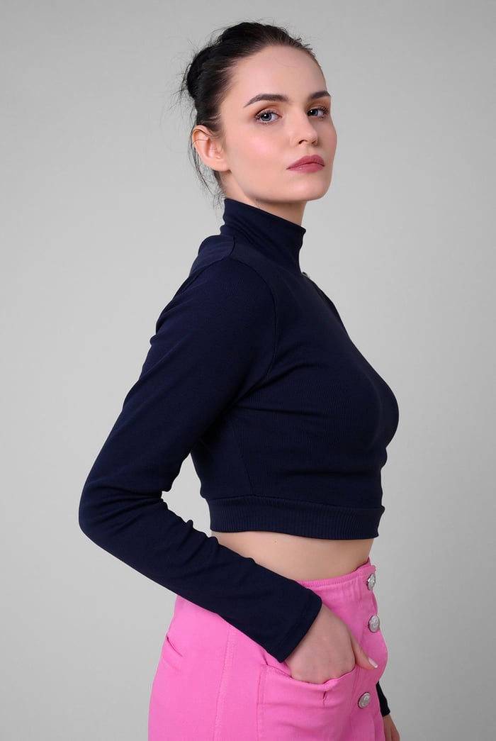 Women Turtleneck Crop Tops