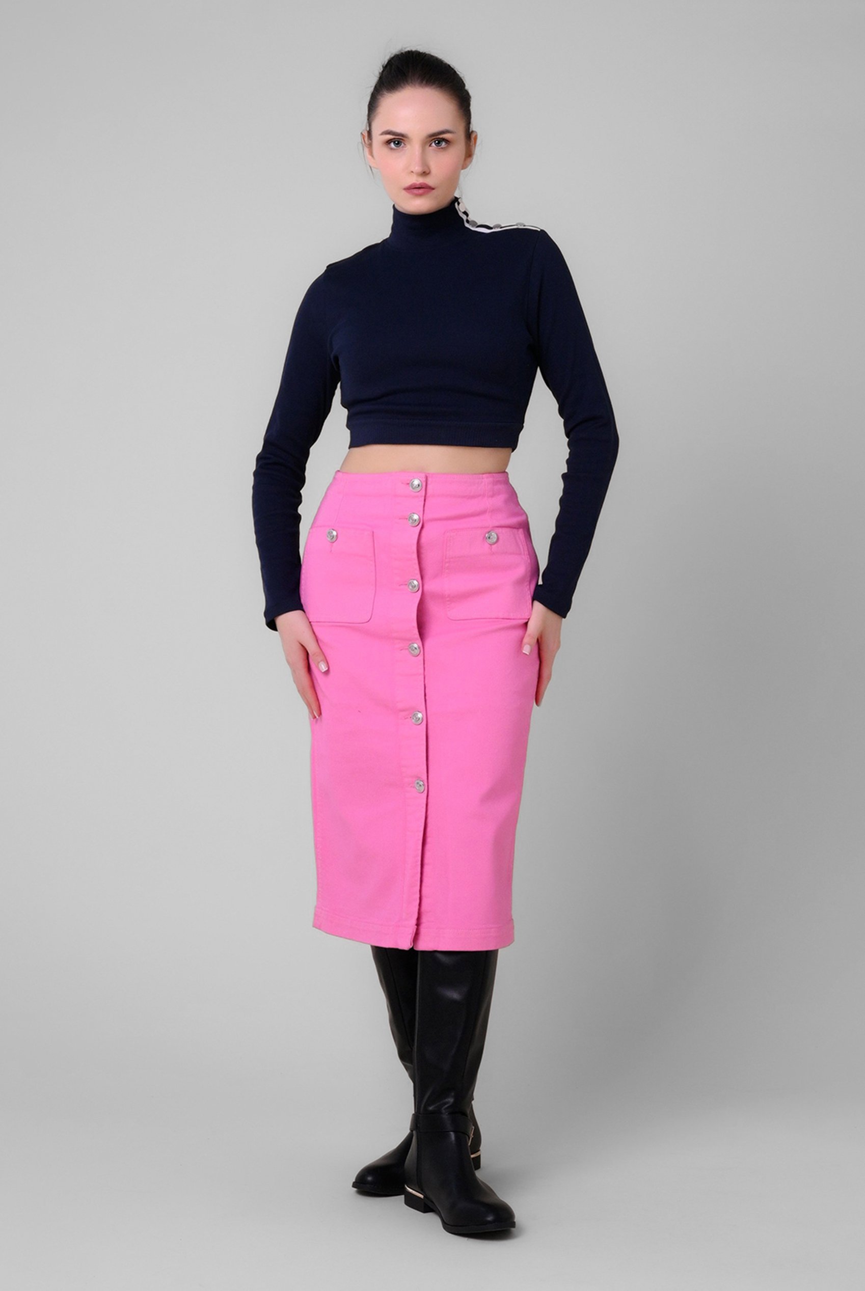 Women Turtleneck Crop Tops