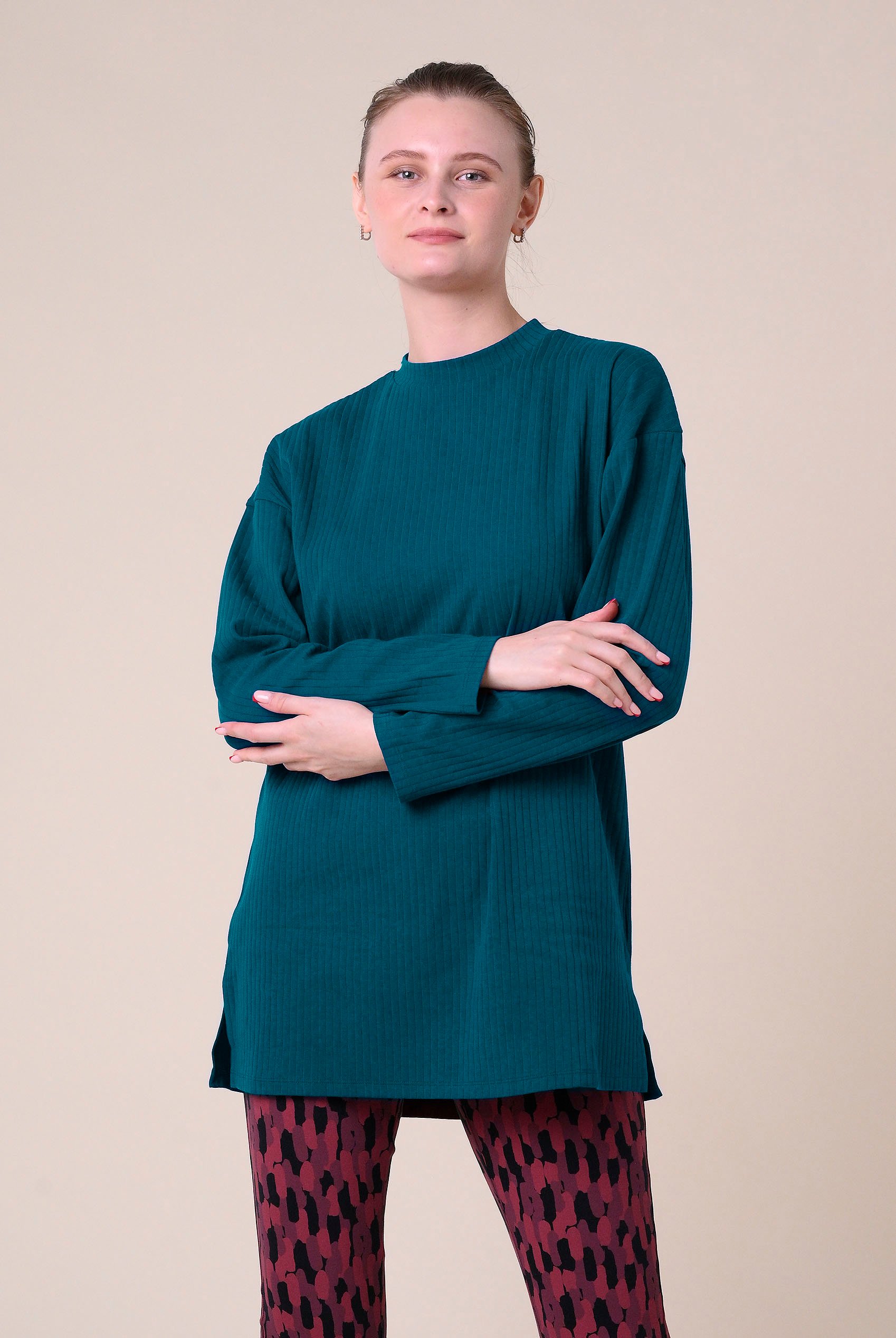 Women Oversize Texture Rib Tops