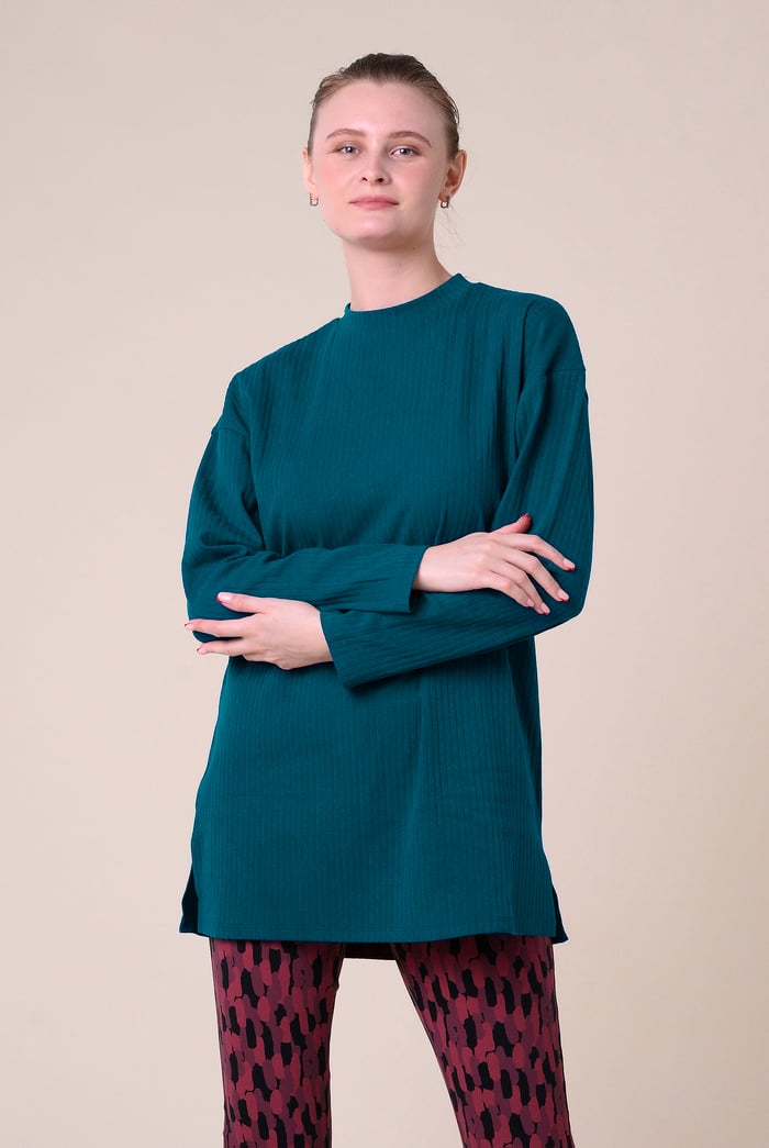 Women Oversize Texture Rib Tops