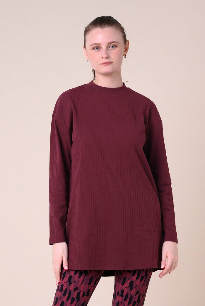 Women Oversize Texture Rib Tops