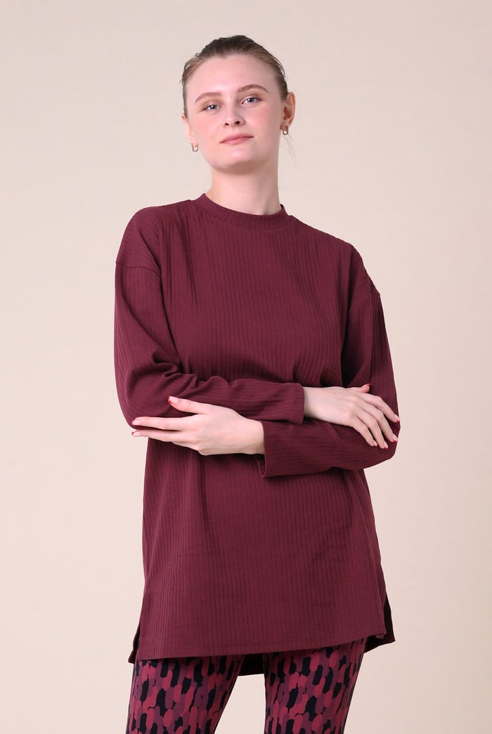 Women Oversize Texture Rib Tops