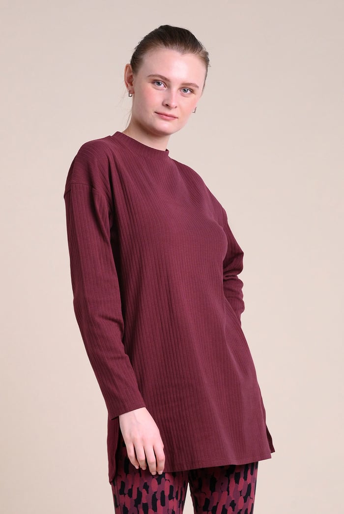 Women Oversize Texture Rib Tops