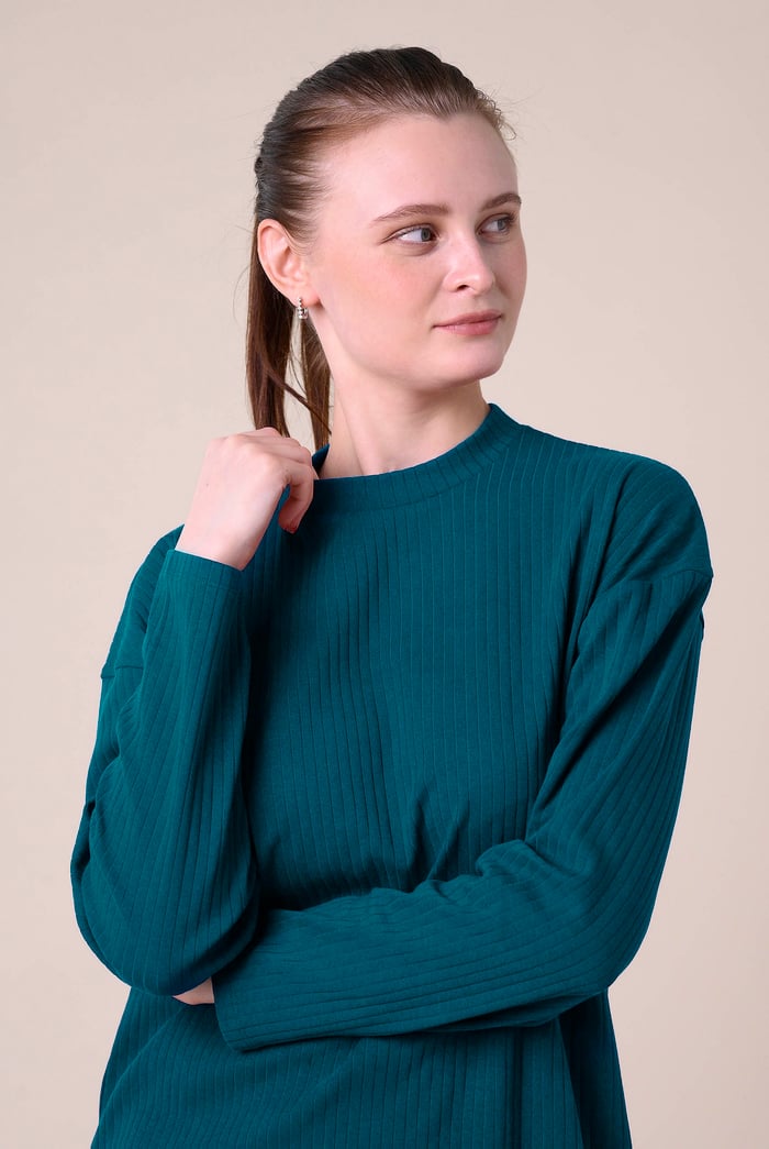 Women Oversize Texture Rib Tops