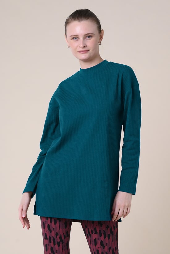 Women Oversize Texture Rib Tops