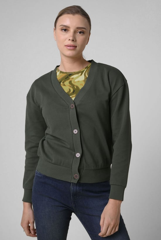 Knitted Cardigan With Front Buttons Details