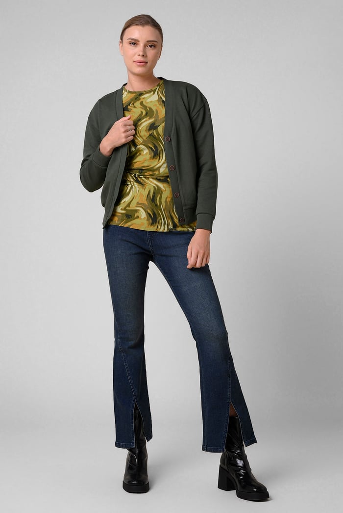 Knitted Cardigan With Front Buttons Details