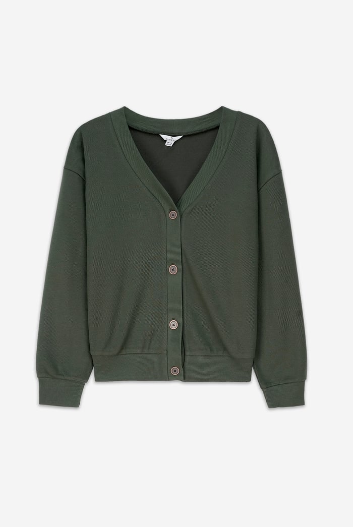 Knitted Cardigan With Front Buttons Details