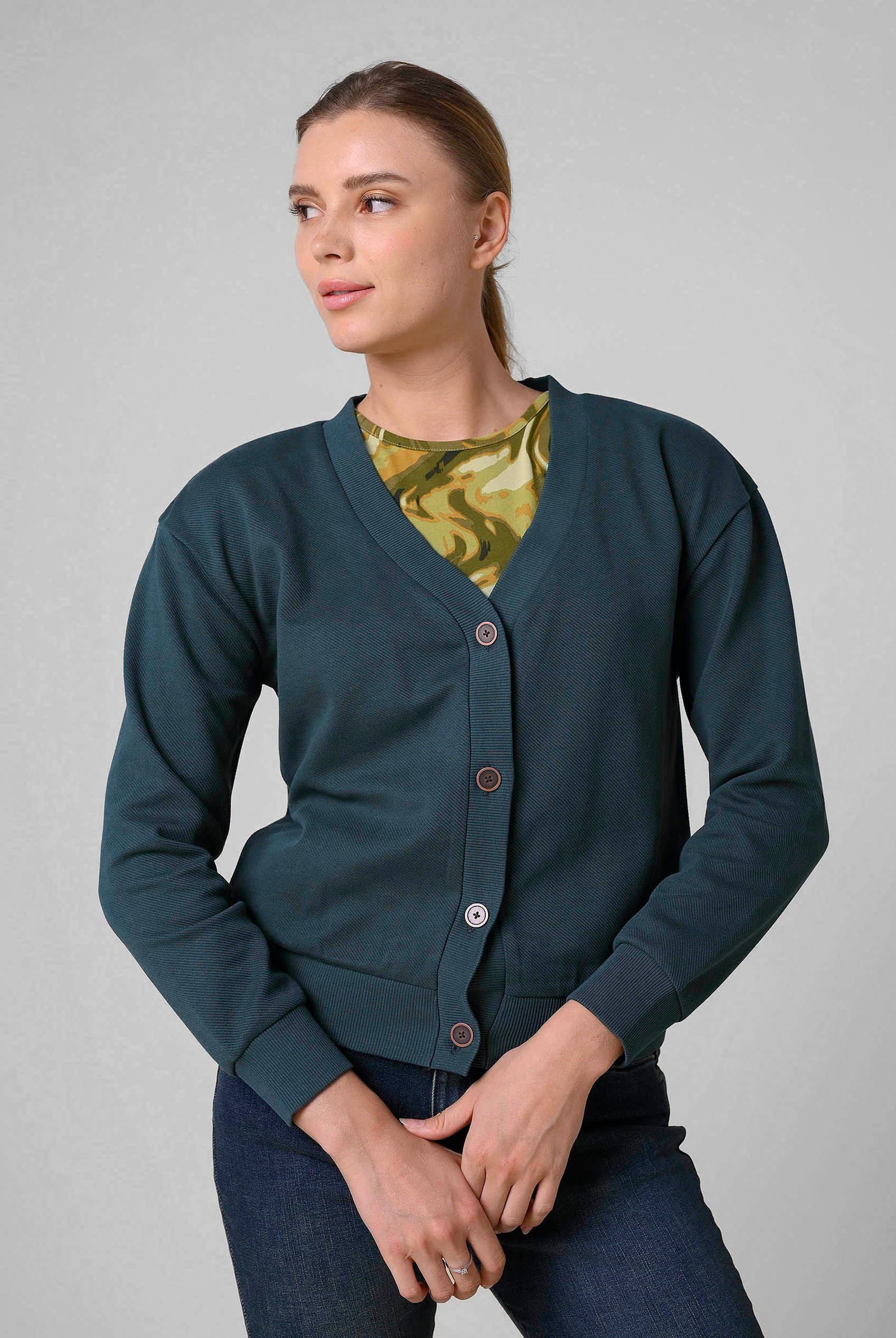Knitted Cardigan With Front Buttons Details