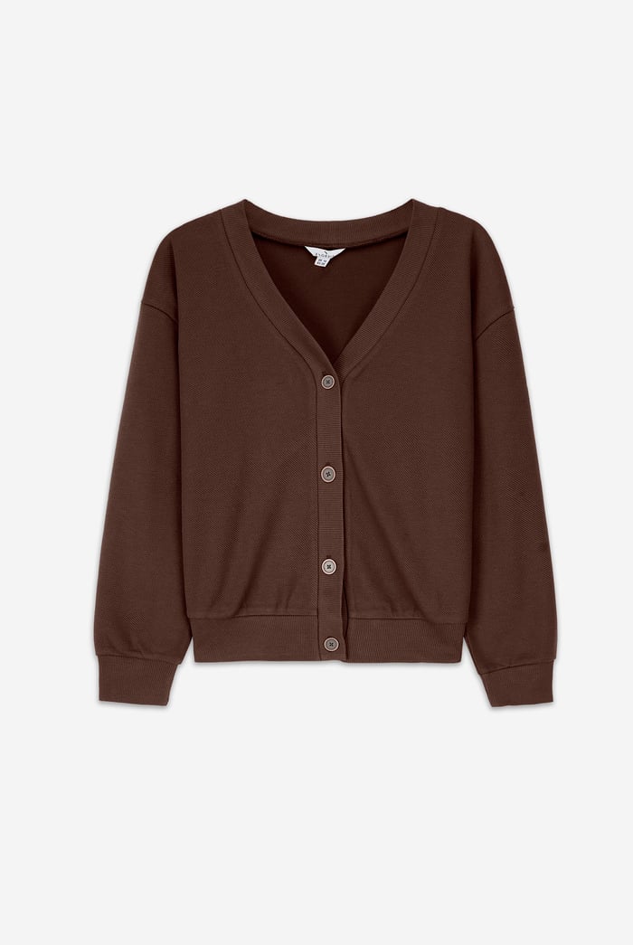 Knitted Cardigan With Front Buttons Details