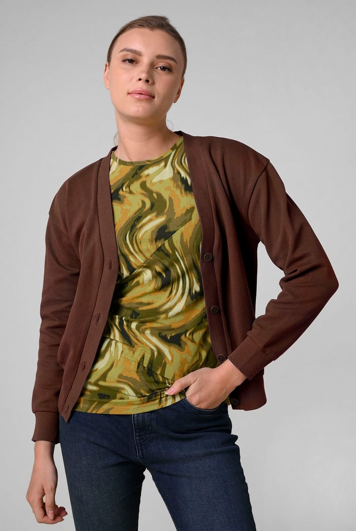 Knitted Cardigan With Front Buttons Details